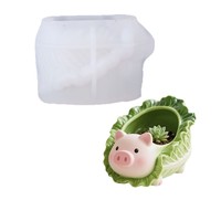 Moule en silicone au design cochon mignon, moderne et simple, pour résine époxy, ciment, plâtre, tasses, pots de fleurs, et ornements de rangement DIY