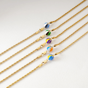 Bijoux de sport, cadeau, pendentif en émail coloré en forme de ballon de basket, chaîne en acier inoxydable plaqué or 14 carats, étanche, pour homme - Product Image 4