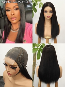 Compre artículos a granel para reventa Grado 12A Hueso recto 250% Densidad Peluca de cabello humano recto 4x4 Encaje Frontal Hueso Pelucas de cabello liso - Product Image 3