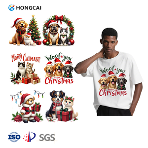 Matériel PET personnalisable pour les transferts d'impression d'écran DTF Noël mignon chien <span class=keywords><strong>chat</strong></span> thème de vacances prêt pour le transfert de chaleur - Product Image 1