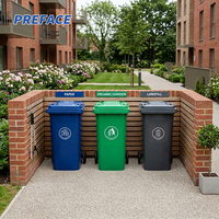 Tempat Sampah Plastik Tahan Cuaca 240L untuk Taman/Jalanan dengan Roda Karet dan Tutup Berventilasi untuk Luar Ruangan