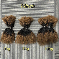 Extensions de Cheveux Humains Brésiliens Torsadés 12A Ombrés Couleur 33/1/33 Type Afro Kinky en Vrac pour Tresses, Très Vendues