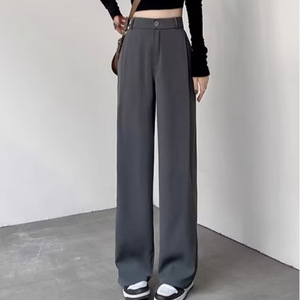 Pantalones de Oficina Casuales de Pierna Ancha para Mujer, Diseño Europeo, Cintura Media, Corte Holgado y Recto, Pantalones Largos de Algodón para Primavera - Product Image 4
