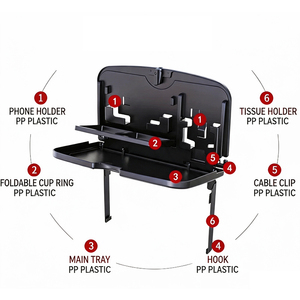 <span class=keywords><strong>Table</strong></span> à manger pour enfants montée sur la voiture avec dossier de siège pliable, rangement multifonctionnel et porte-gobelet - Product Image 5