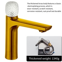 Robinet de lavabo moderne en laiton brossé à capteur tactile LED, avec cartouche céramique, monotrou, à poser sur le comptoir, monocommande