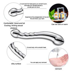 Énorme et lourde <span class=keywords><strong>baguette</strong></span> en métal pur G Spot de qualité médicale <span class=keywords><strong>316</strong></span> <span class=keywords><strong>baguette</strong></span> de massage en acier inoxydable poli, jouets en métal à double gode d'élégance - Product Image 3