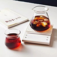 Minimalistische 5oz 15oz hittebestendige glazen koffiezetset van hoog borosilicaatglas met kan, sapmok en proefbeker voor café en thuisgebruik