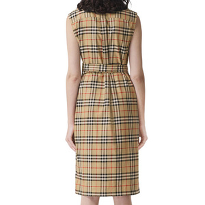 Cổ điển phụ nữ khiêm tốn Slim DRESS trang phục chính thức cổ điển kiểm tra không tay vành đai cotton áo sơ mi-DRESS <span class=keywords><strong>Midi</strong></span> phụ nữ giản dị CAMI DRESS - Product Image 4