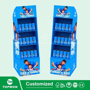 Espositore personalizzato per la promozione delle vendite del giorno del papà del supermercato pieghevole Pop cartone personalizzato per la vendita al dettaglio portatile per pavimenti in cartone Pos - Product Image 3