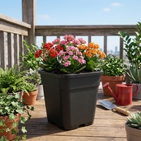 Pots de Jardin Décoratifs Carrés en PP, Style Japandi, Durables, Légers, avec Trou de Drainage, pour Intérieur/Extérieur, Vente en Gros
