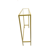 Table console étroite dorée moderne en verre trempé petite table d'appoint pour la salle à manger pour l'entrée, le salon, le couloir ou la chambre à coucher