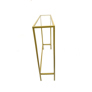 Mesa de consola estrecha dorada moderna, mesa auxiliar pequeña de vidrio templado para comedor, entrada, sala de estar, pasillo o dormitorio - Product Image 4