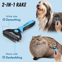 Ensemble de brosses de toilettage pour animaux de compagnie personnalisées en acier inoxydable avec poignée antidérapante en TPR pour démêler et éliminer les poils des chiens et des chats