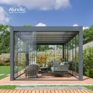 AlunoTec Pergo-Eco Customizable Motorised Aluminum Backyard Pergola Automatic Outdoor Kitchen Patio Covers
