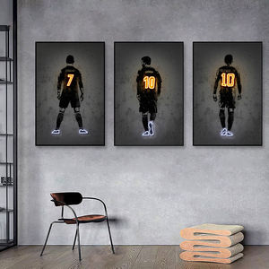 โปสเตอร์ภาพด้านหลังของตกแต่งบ้านรูปดาวฟุตบอลภาพพิมพ์แอบสแตรกผ้าใบตกแต่งรูปภาพโปสเตอร์ติดผนังผ้าใบ - Product Image 3
