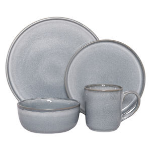 Happy Go Горячая 16 шт круглая красная/синяя/серая/коричневая глазурованная посуда набор - Product Image 3