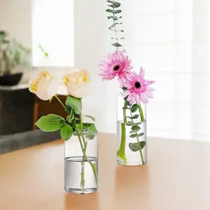 Knospen vasen Glasset, klare kleine ruhige Räume Living Vase 6er-Set für Mittelstücke Home Decor Glas vasen Zylinder klar