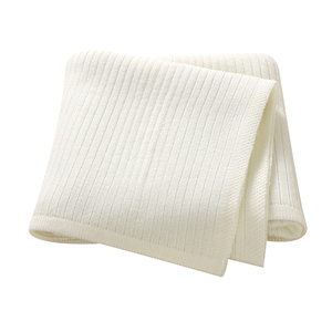 2024 mimixiong Offre Spéciale OEKO-TEX prix de gros bébé literie couleur unie nouveau-né bébé rayé tricoté couverture - Product Image 6