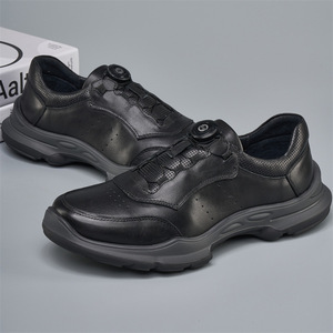 Chaussures décontractées pour hommes en cuir véritable, bout rond, à lacets, légères, semelle extérieure en caoutchouc, semelle intermédiaire en EVA, doublure en mesh - Product Image 1