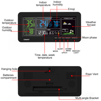 Station météo domestique portable EMAF OEM avec capteur à distance, horloge numérique couleur, prévisions automatiques sans fil et fonction de charge