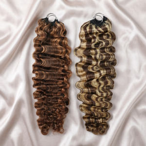 Extensiones de Cabello Humano FH Burmese Curly Miracle Knot Crochet, Color P4/30, P4/27, con Punta de Pluma, para Trenzas de Crochet - Product Image 4