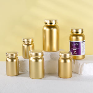 80 100 120 150 225 275 mlゴールデンカラーカスタムロゴカプセルピルボトルスクリューキャップ付きシールガミー包装低MOQ - Product Image 1