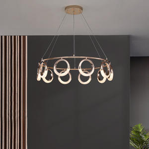 New Style Creative Personality Circle <b>Chandelier</b> Dining Room Acrylic Rings Golden Pendant <b>Light</b> - Product Image 5