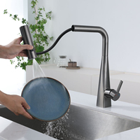 Robinet de cuisine moderne intelligent avec pulvérisation rotative à 360 degrés, affichage numérique de la température, en acier inoxydable, à poignée unique