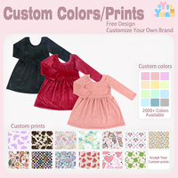 Robe évasée à manches longues pour petites filles, taille froncée, couleur unie, col rond, coupe ample, ourlet droit, OEM ODM