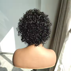 Giá sỉ tóc giả tóc người thật 100% nguyên chất, kiểu pixie ngắn xoăn, chất liệu ren HD Thụy Sĩ 13*1 full frontal - Product Image 6