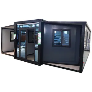 Dukungan disesuaikan tata letak dalam ruangan 20ft 40 kaki lipat modular lipat prefabrikasi yang dapat diperluas rumah kontainer portabel