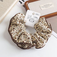 MUJU B395 Chouchous pour cheveux 15 cm en tissu à imprimé floral, grands et volumineux, pour queues de cheval, avec carte logo personnalisée