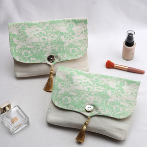 Tùy chỉnh <span class=keywords><strong>Cotton</strong></span> Linen phong bì túi với tua nút đóng phong bì <span class=keywords><strong>Pouch</strong></span> - Product Image 1