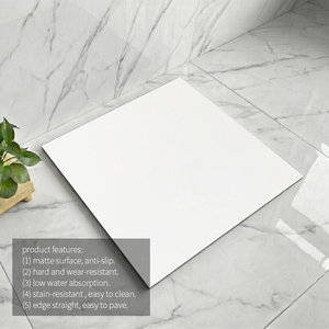 Carreaux rustiques en grès émaillé 60x60cm Blanc pur Imperméable Porcelaine unie pour Chambre et Villa - Product Image 3