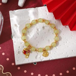 Chinese Style Koi Fish <b>Bracelet</b> <b>Red</b> Agate Beaded Women's Fortune Charm Everyday Wear Jewelry - Product Image 4