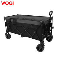 Chariot pliable WOQI, chariot de plage robuste à 4 roues, chariot utilitaire pour courses, camping, jardin et sports