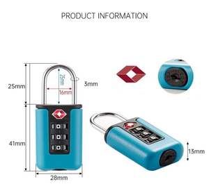 BBDHOME TSA8056 Mini Aanpasbaar Kofferslot met Wachtwoord, ABS Materiaal, 4mm Beugeldiameter, Kleurcombinatie, <span class=keywords><strong>TSA</strong></span> Code Hangslot - Product Image 3