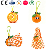 Herbruikbare opvouwbare boodschappentas met knuffels, inclusief ecologische tas, fruitknuffels (tomaat, guave, sinaasappel), sleutelhangers en speelgoed.