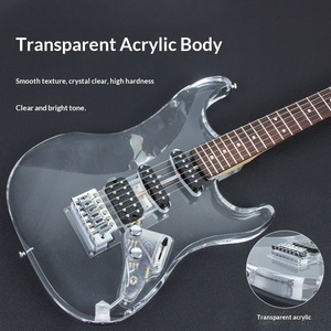 Guitare électrique ST simple ou double, corps en peuplier, manche en palissandre, <span class=keywords><strong>acrylique</strong></span> transparent, pont vibrato simple personnalisé - Product Image 2