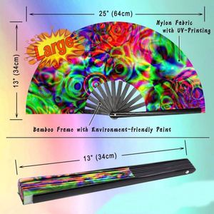 Éventail à main en bambou gravé personnalisé avec logo, grand format, anti-UV, pour festivals, avec motif sculpté - Product Image 2