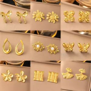 Recién llegado, pendientes <span class=keywords><strong>de</strong></span> mariposa <span class=keywords><strong>de</strong></span> concha <span class=keywords><strong>de</strong></span> flor <span class=keywords><strong>de</strong></span> lazo <span class=keywords><strong>de</strong></span> oro <span class=keywords><strong>de</strong></span> 18 quilates <span class=keywords><strong>de</strong></span> acero inoxidable, exquisitos pendientes <span class=keywords><strong>de</strong></span> Margarita para regalo <span class=keywords><strong>de</strong></span> mujer - Product Image 2