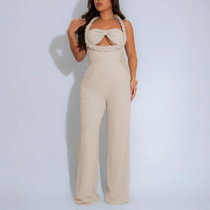 Nouvelle combinaison tendance à taille haute, style tressé, dos nu, sans manches, coupe droite - Product Image 3