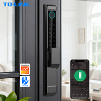 Serrure de porte intelligente biométrique à empreintes digitales en aluminium à profil étroit, étanche IP65, Tuya, pour porte coulissante en verre