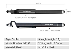 Penna Gel in Plastica Personalizzabile con Logo, Inchiostro Blu, Nero e Rosso da 0,5mm, Multifunzione con Supporto per Telefono e Touch Screen - Product Image 2