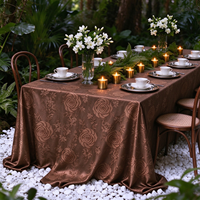 Nappe de table en polyester jacquard de luxe, lavable, infroissable, résistante à la chaleur, réutilisable, motif floral, pour mariage, banquet, fête