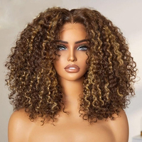 Perruque frontale HD en dentelle 13x4 sans colle, cheveux humains vierges bruts, alignés sur les cuticules, bouclés crépus, vente en gros