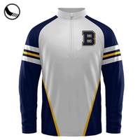 BETHERIVAL Jaket Baseball Ukuran Besar Berbahan Polyester Lengan Panjang dengan Ritsleting 1/4, Bernapas, dan Model Polos