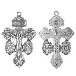 All'ingrosso accessori per gioielli religiosi di San Beneditto medaglia di perdono ciondolo croce in lega di zinco regalo artigianale per gli uomini delle donne - Product Image 4