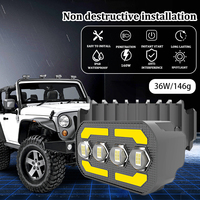 Barre lumineuse de travail LED 36W étanche pour voiture, moto, tout-terrain, camion, clignotant bicolore, avertissement, éclairage LED automobile