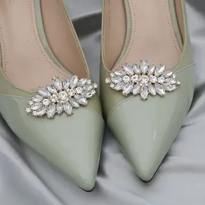 Detachable Shoe Clip 2024 Fashion Handmade Metal Shoe Decoration Women Heel Bling Rhinestone Accessories For Wedding Party